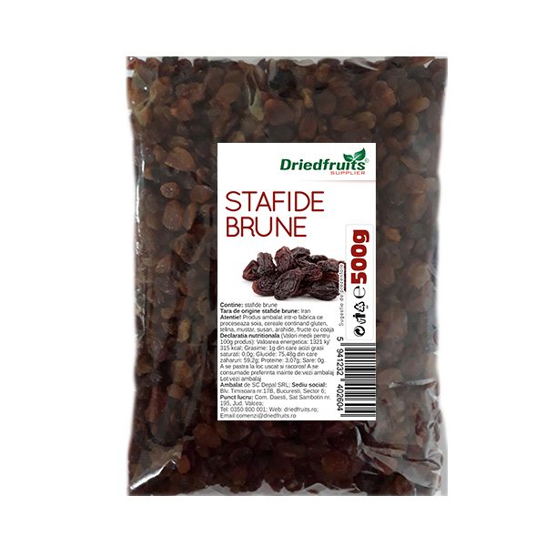 Stafide brune deshidratate Driedfruits – 500 g Dried Fruits Produse Naturale pentru Patiserii, Cofetarii & Brutarii